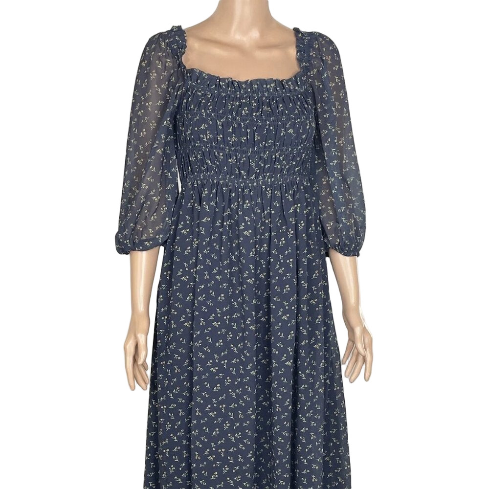 NEW FEW MODA Women's Dress Floral Midi Size M Navy